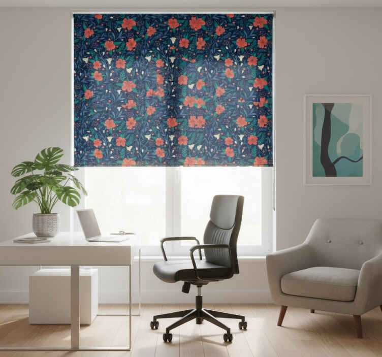 Store enrouleur bureaux fleurs artistiques nordiques - TenStickers