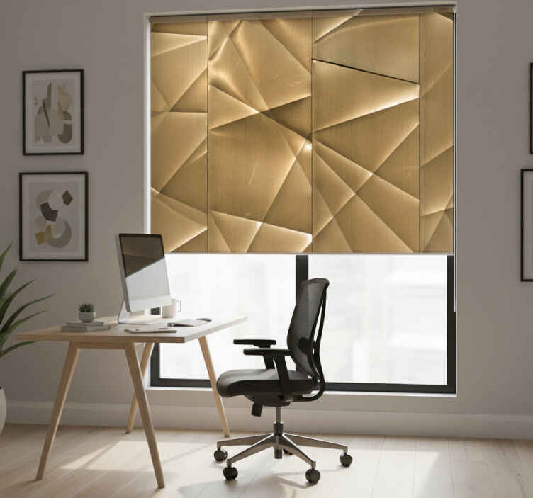 Persiana enrollable oficina textura poligonal 3d dorada - TenVinilo