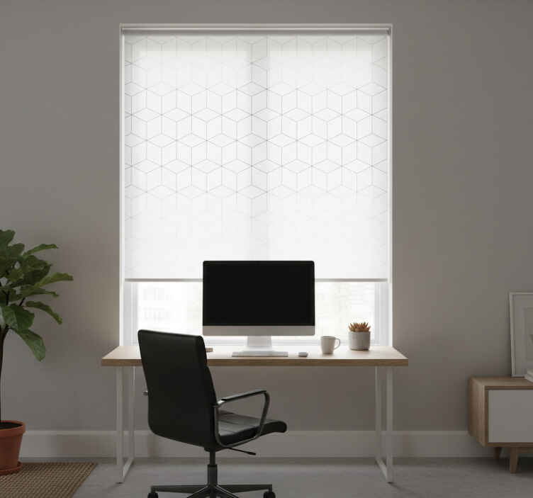 Store enrouleur bureaux motif cubes géométriques - TenStickers