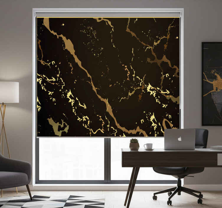Persiana enrollable oficina textura mármol negro oro - TenVinilo