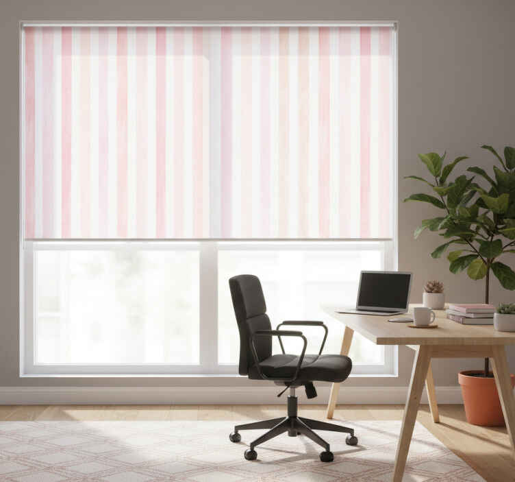 Store enrouleur bureaux rayures roses aquarelle - TenStickers