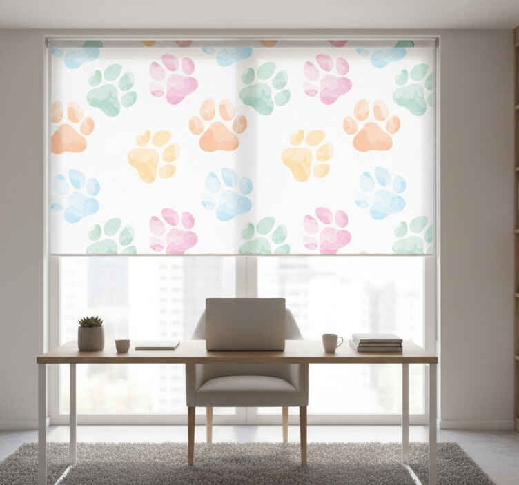 Store enrouleur bureaux pattes d'animaux pastel - TenStickers