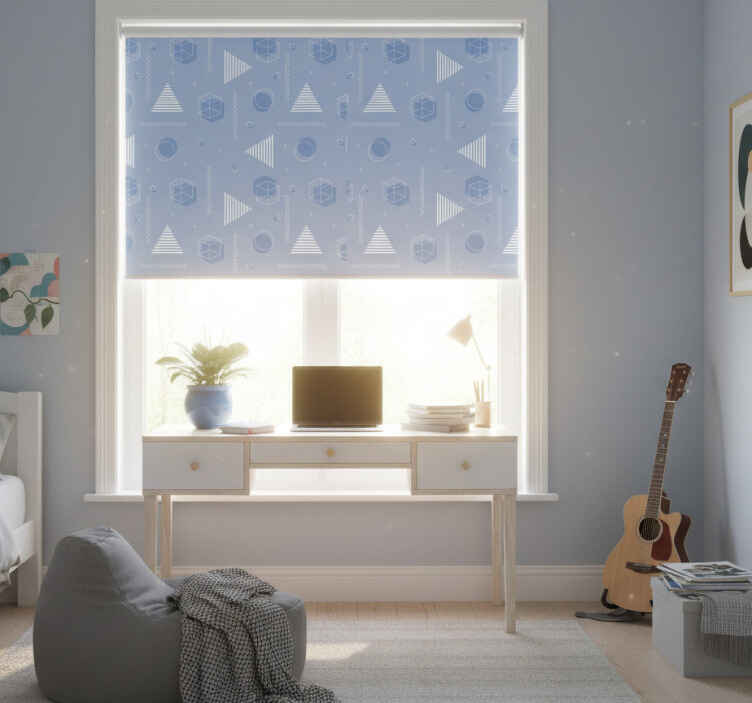 Geometric blue teenage bedroom roller blind - TenStickers