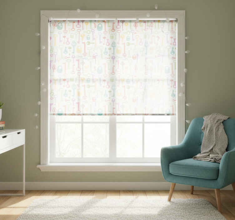 Teenage bedroom roller blind with key pattern motif - TenStickers