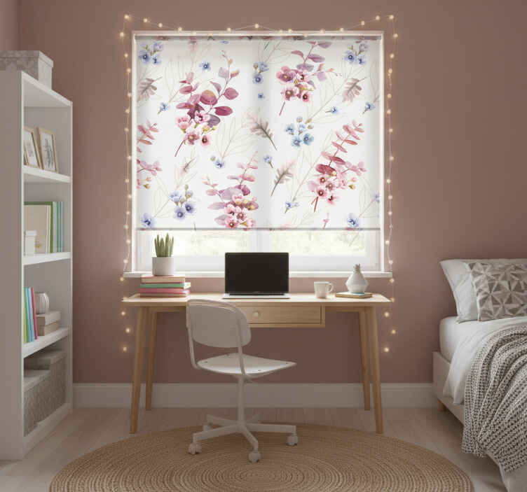 Teenage bedroom roller blind botanical print - TenStickers
