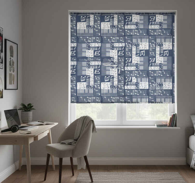 Teenage bedroom roller blind musical piano design - TenStickers