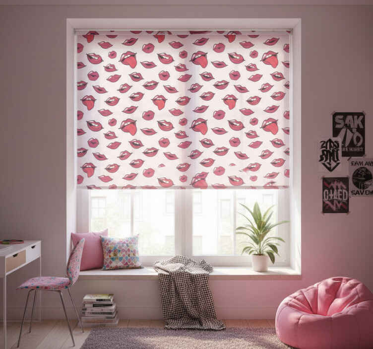 Abstract lips and tongue teenage bedroom roller blind - TenStickers