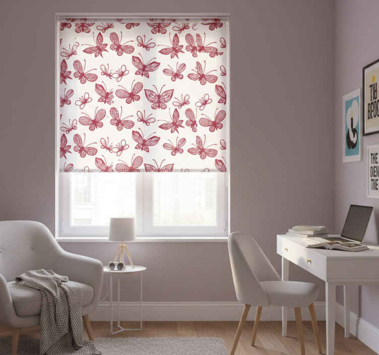 Teini-ikäisen rullaverhon elegantti punainen perhoskuvio - Tenstickers