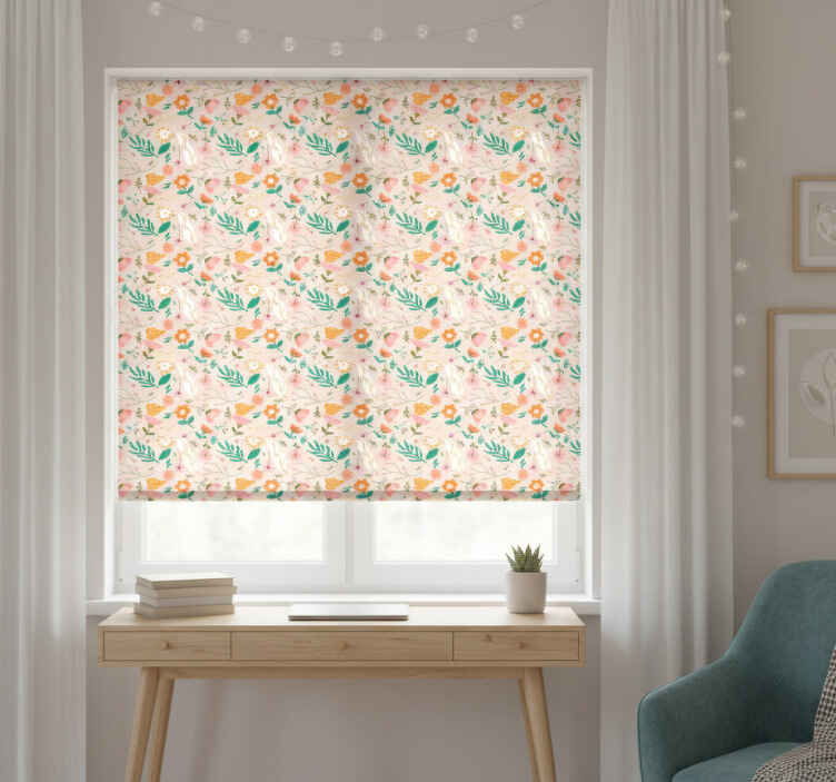 Teenage bedroom roller blind in pastel flower pattern - TenStickers