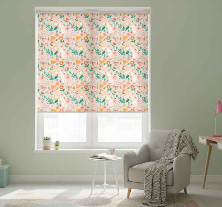 Teenage bedroom roller blind in pastel flower design - TenStickers
