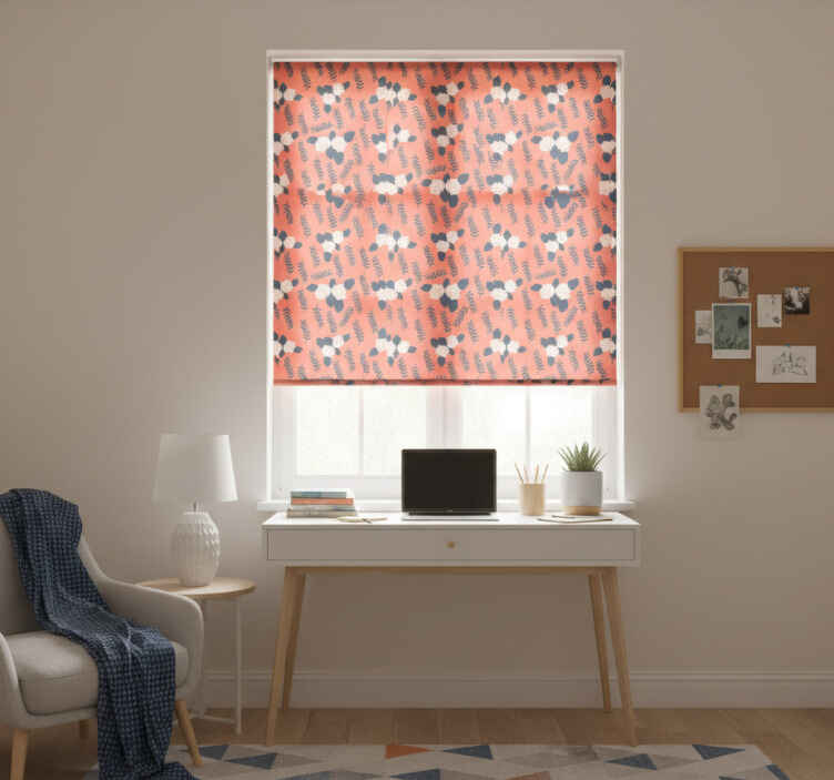 Teenage bedroom roller blind with orange rose pattern - TenStickers