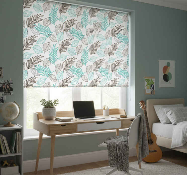 Store enrouleur chambre ado feuilles vertes - TenStickers