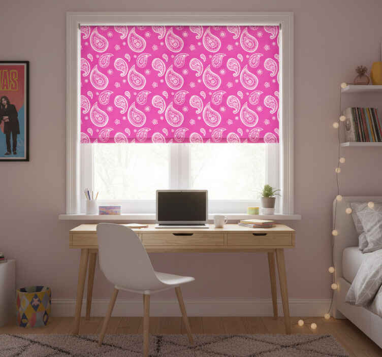 Persiana enrollable juvenil en intenso rosa paisley - TenVinilo