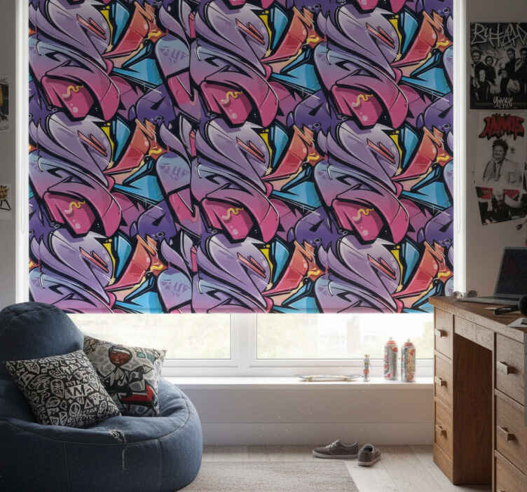 Teenage bedroom roller blind with realistic graffiti - TenStickers