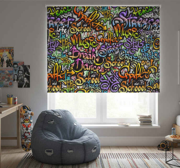 Teenage bedroom roller blind urban art design - TenStickers