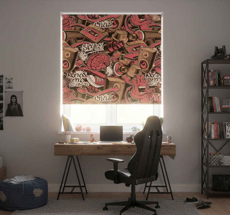 Teenage bedroom roller blind in red graffiti style - TenStickers