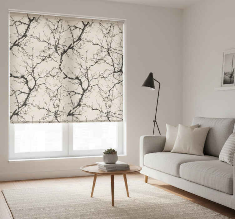 Modern roller blind with slender black branches - TenStickers