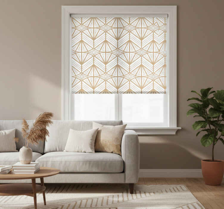 Modern roller blind with golden geometric design - TenStickers