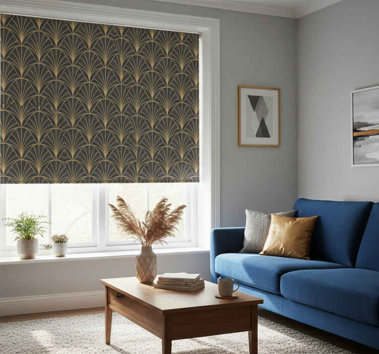 Modern roller blind with elegant gold patterns - TenStickers