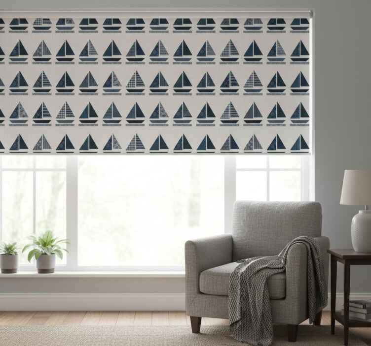 Store enrouleur moderne motif voilier en tissu - TenStickers