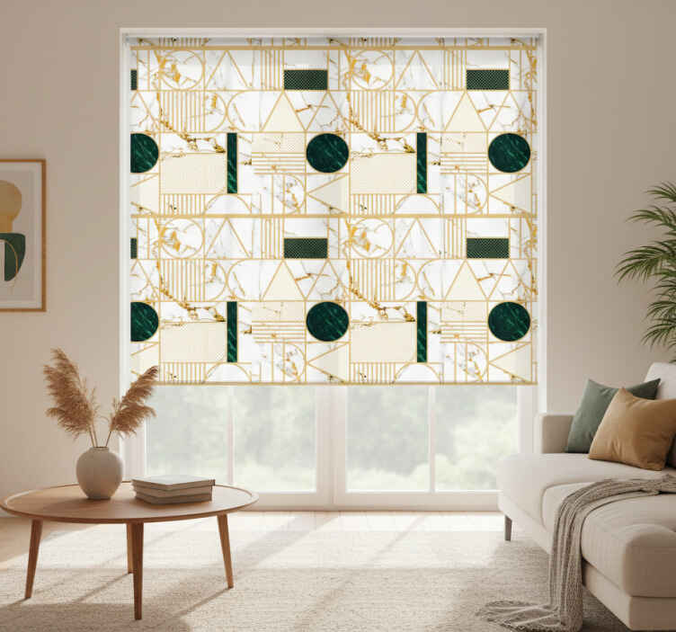 Store enrouleur moderne marbre blanc géométrique - TenStickers