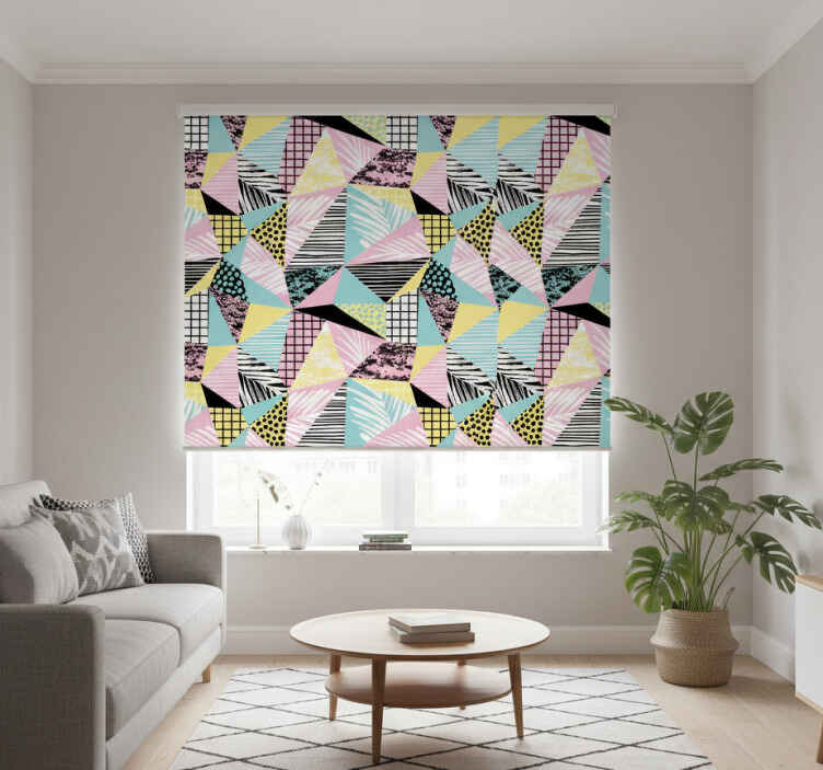 Modern roller blind with tropical palm and geometric design - TenStickers