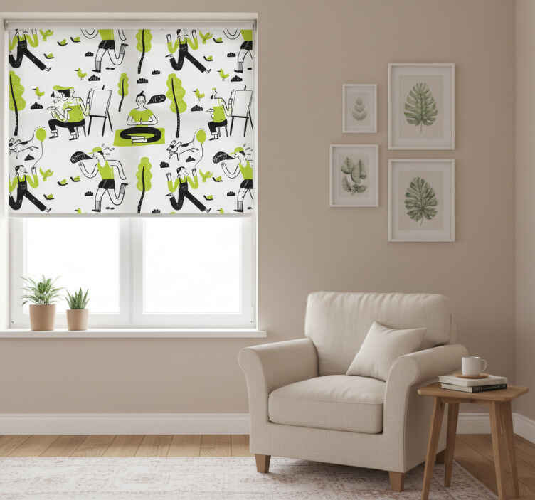 Store enrouleur moderne set de doodles mode de vie sain - TenStickers