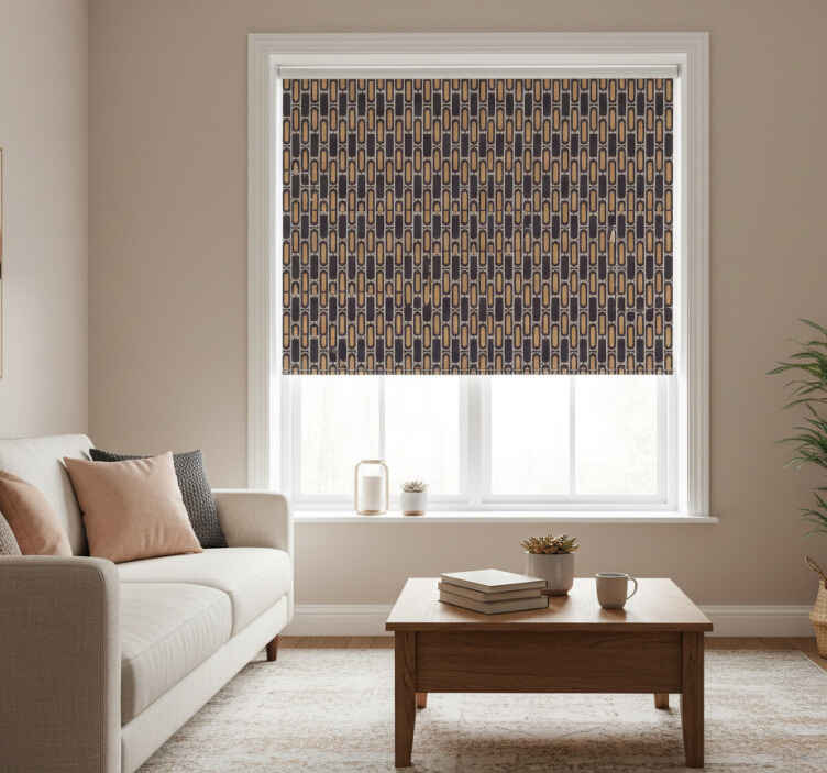 Store enrouleur moderne motif géométrique rose et marron - TenStickers