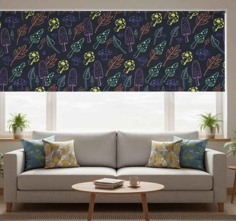 Store enrouleur moderne motif champignons colorés - TenStickers