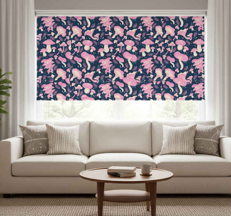Store enrouleur moderne motif champignon rose - TenStickers