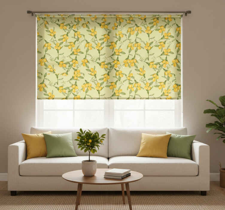Store enrouleur moderne motif citrons d'été tropical - TenStickers