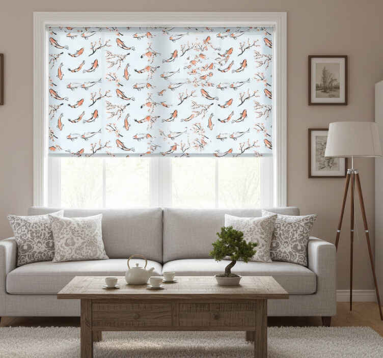 Store enrouleur moderne poissons koi et branches de cerisier - TenStickers
