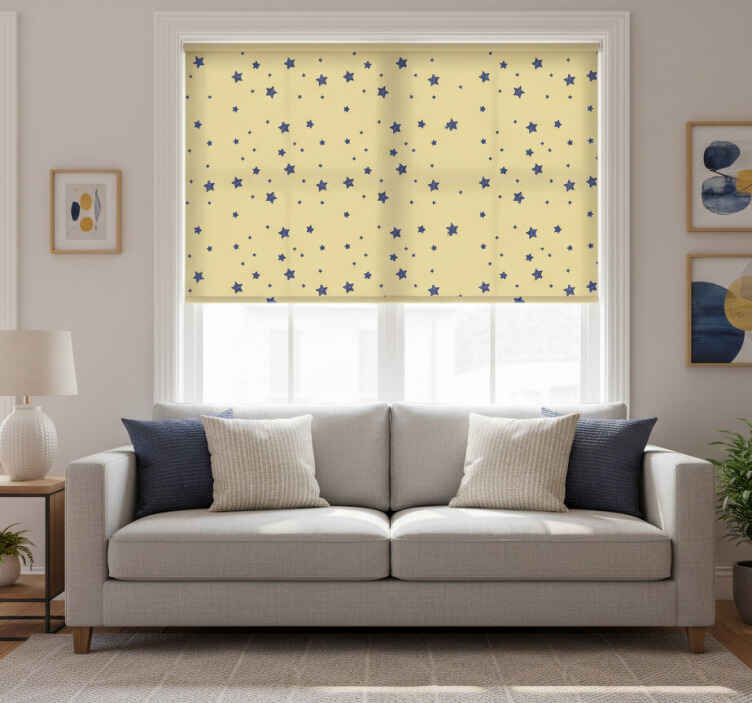 Store enrouleur moderne étoiles bleues sur fond jaune - TenStickers