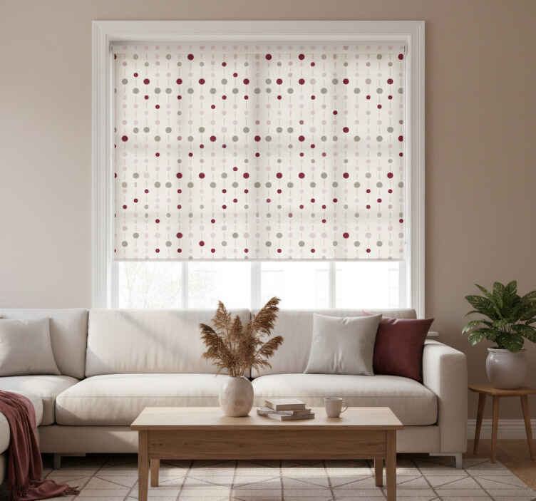 Store enrouleur moderne motif pois pastel avec lignes - TenStickers