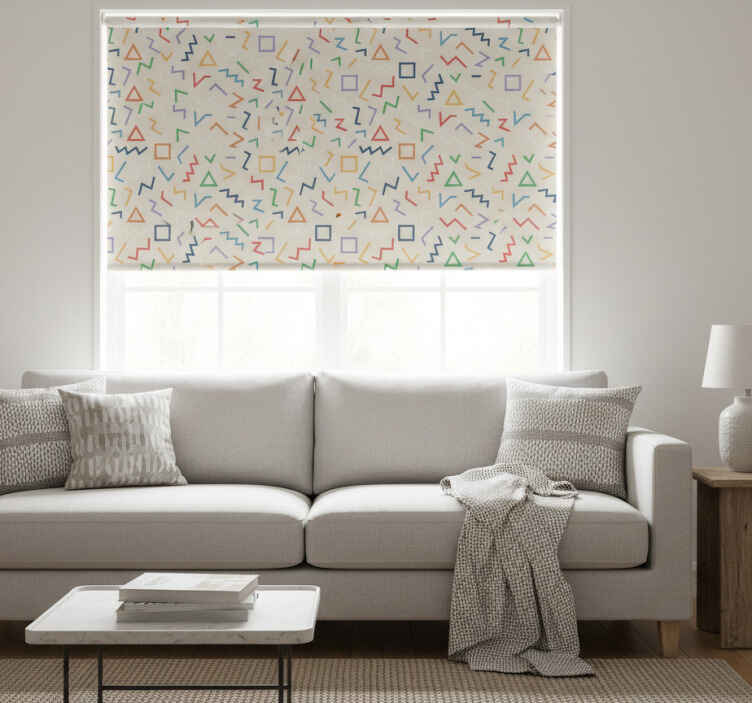 Store enrouleur moderne fond beige avec lignes colorées - TenStickers