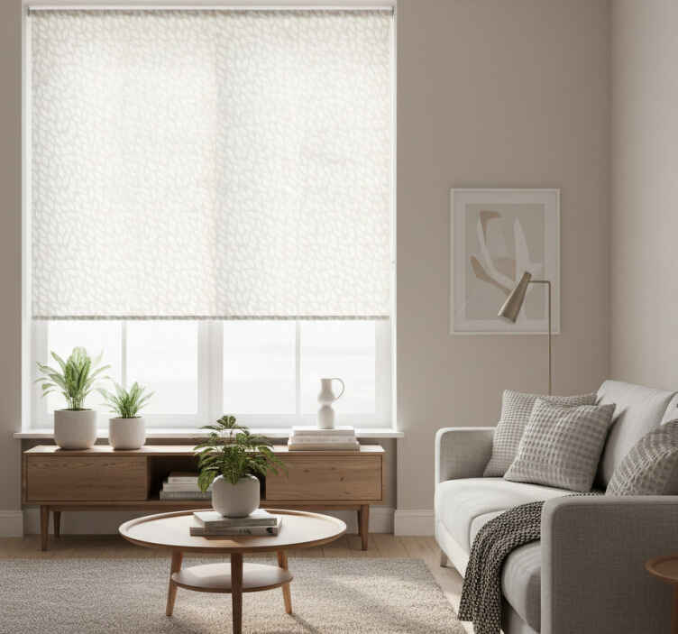 Store enrouleur moderne feuilles blanches sur gris - TenStickers