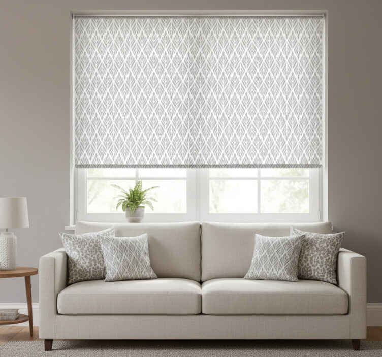 Store enrouleur moderne motif floral ethnique gris - TenStickers