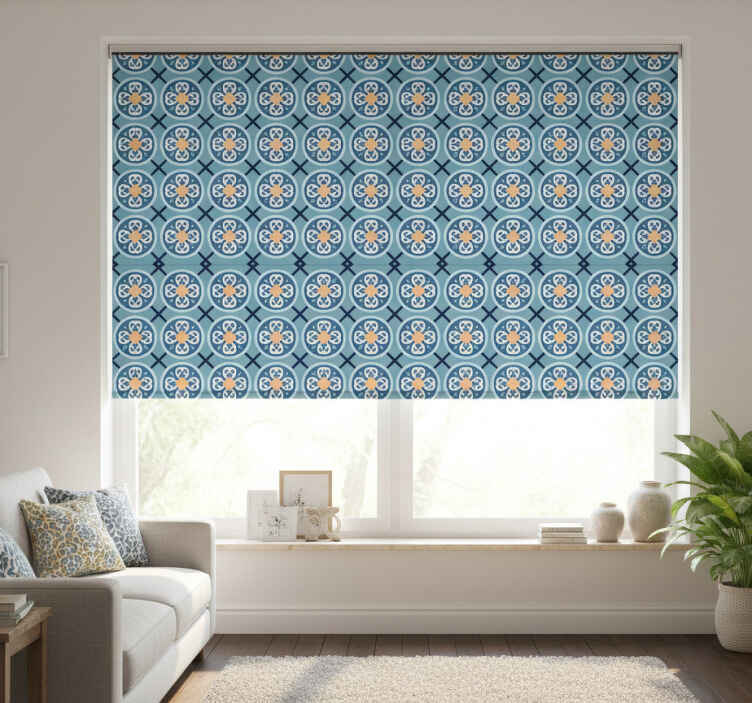 Store enrouleur moderne carreaux portugais bleu mer - TenStickers