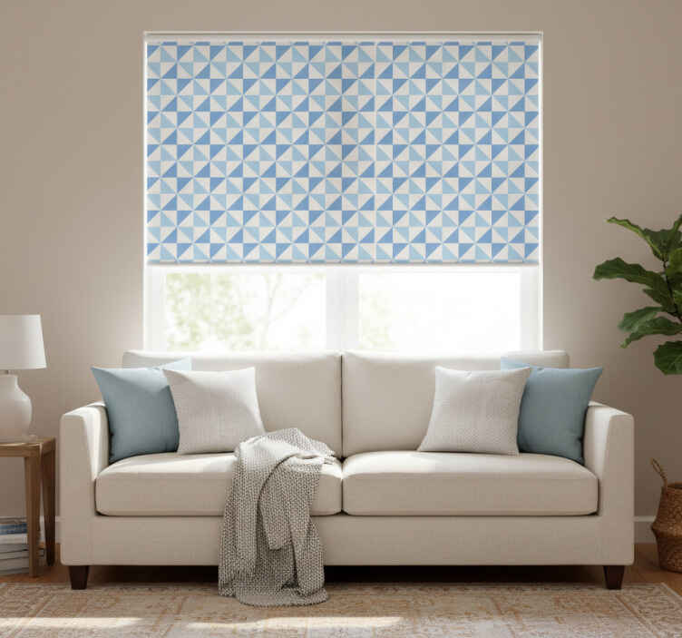 Store enrouleur moderne motif triangles bleus clairs - TenStickers