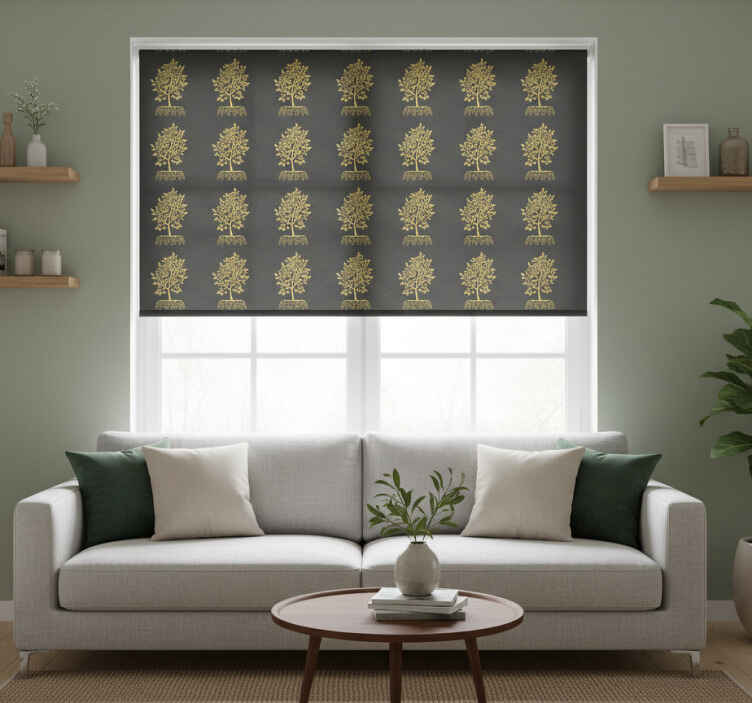 Store enrouleur moderne contour d'arbres dorés - TenStickers