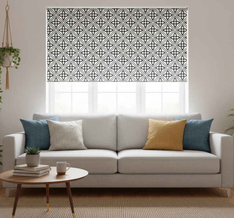 Store enrouleur moderne carreaux fleuris - TenStickers