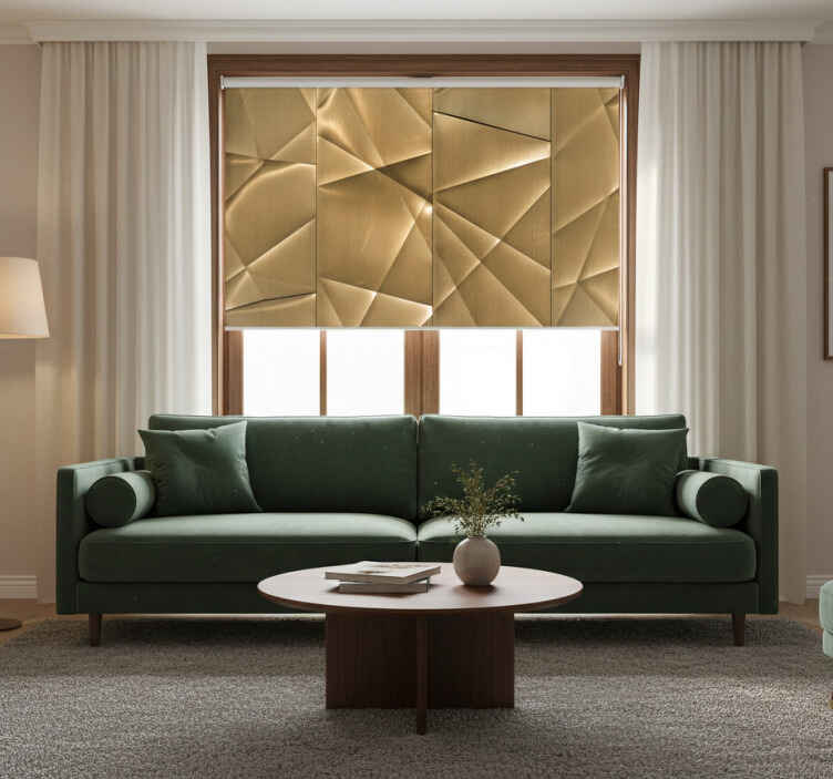 Store enrouleur moderne texture polygonale dorée 3d - TenStickers