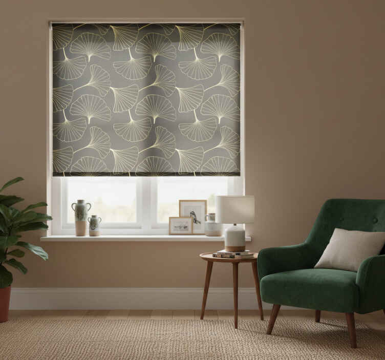 Store enrouleur moderne feuilles de ginkgo charbon or - TenStickers