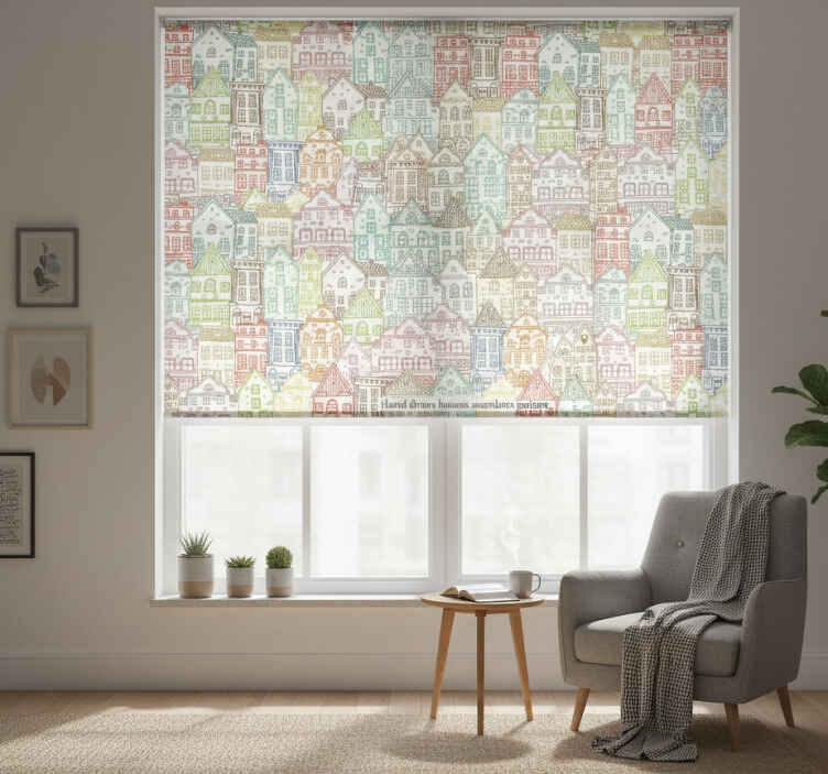 Store enrouleur moderne motif maisons dessinées à la main - TenStickers