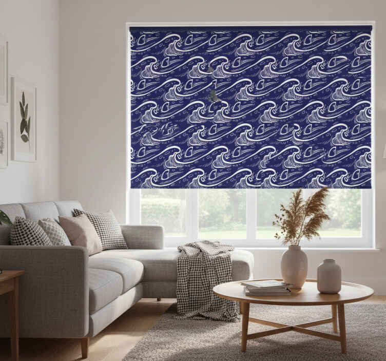 Modern blind with blue wave pattern background - TenStickers