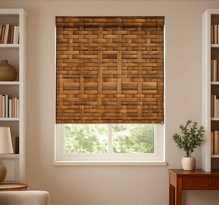 Texture and pattern roller blind rustic dark willow weave - TenStickers