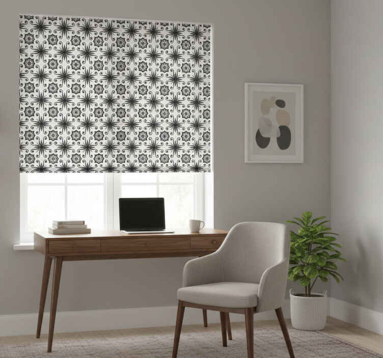 Black roller blind vintage black tile - TenStickers