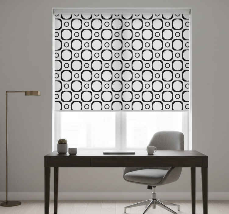 Black roller blind for black and white bathroom tiles - TenStickers