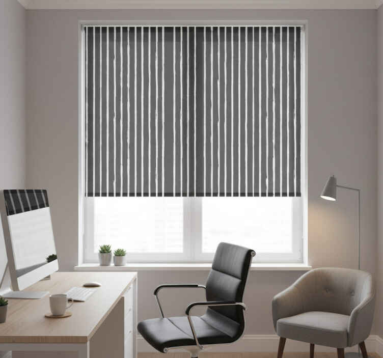 Rolgordijn zwart moderne inktprint zwart-wit lijnen - TenStickers
