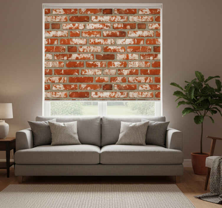 Living room roller blind 3d brick design - TenStickers